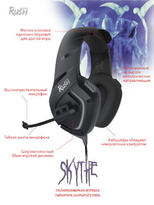 Полноразмерная игровая гарнитура закрытого типа Smartbuy Rush Skythe (SBHG-8400)